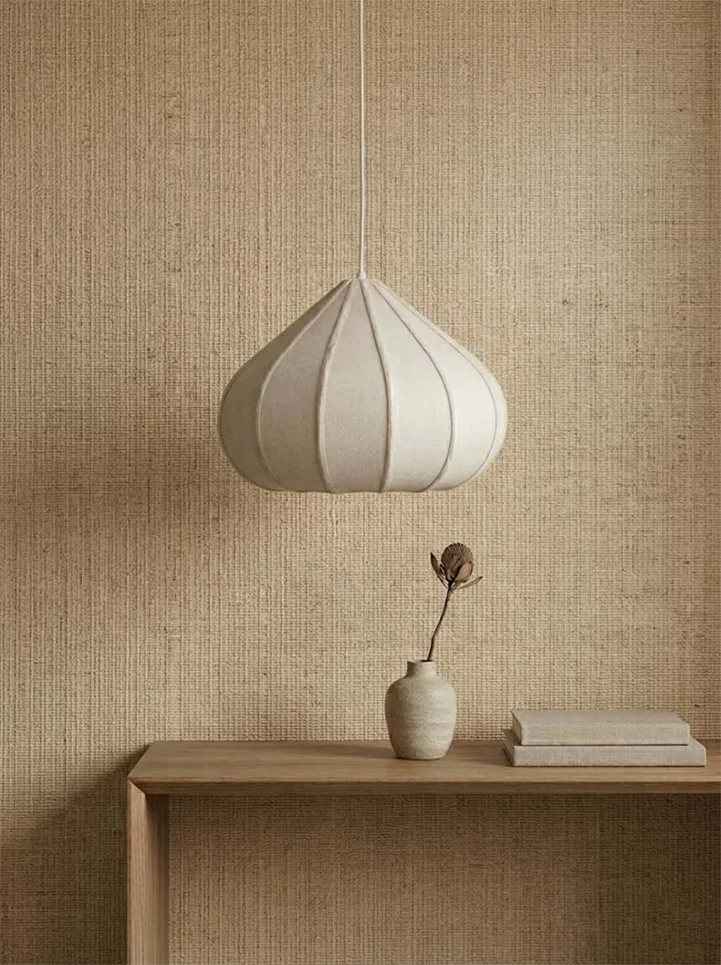 Onion Japanese Wabi Sabi Fabric Pendant Light - Lifestyle & Artisan Detail Angle 7 | IndochinaLight
