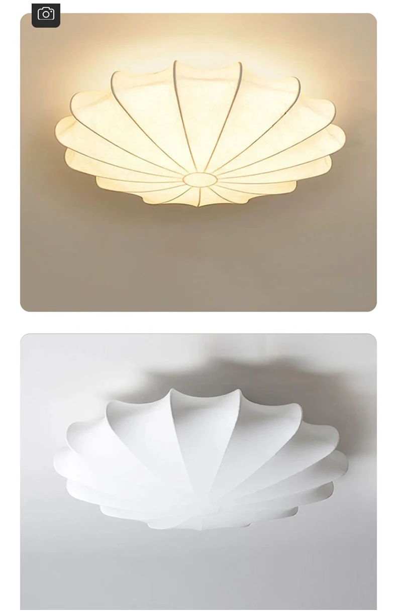 Flyrose Mid-Century White Silk Ceiling Light - Lifestyle & Artisan Detail Angle 5 | IndochinaLight