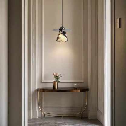 Feni Tapered Marble Conical Pendant Light - Lifestyle & Artisan Detail Angle 2 | IndochinaLight
