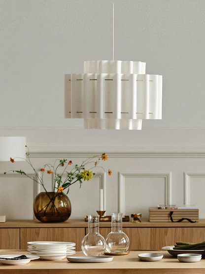StockHolm 2025 Nordic White Fabric Pendant Light - Lifestyle & Artisan Detail Angle 8 | IndochinaLight