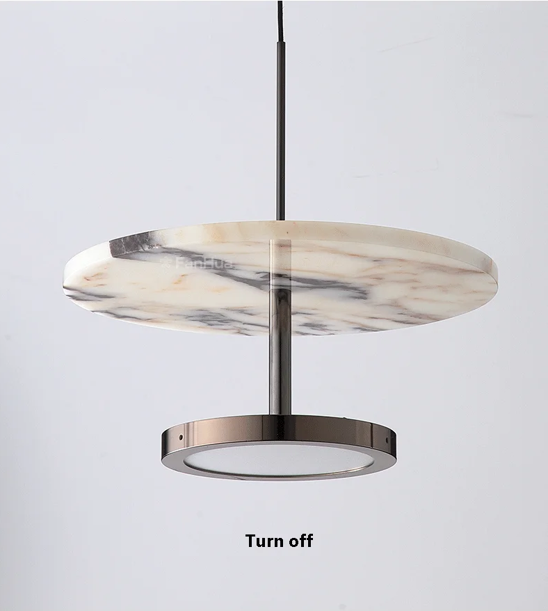 Noctra Double-Disc Marble Pendant Light - Lifestyle & Artisan Detail Angle 7 | IndochinaLight