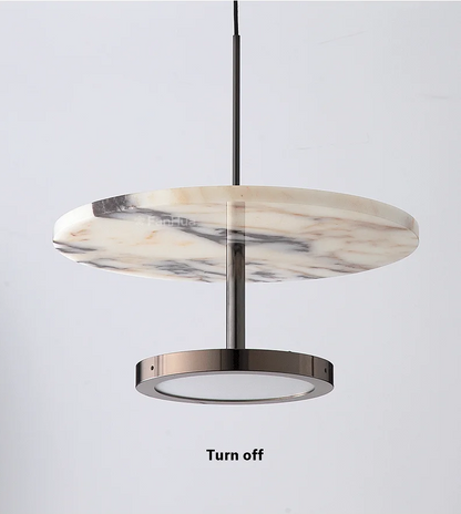 Noctra Double-Disc Marble Pendant Light - Lifestyle & Artisan Detail Angle 7 | IndochinaLight