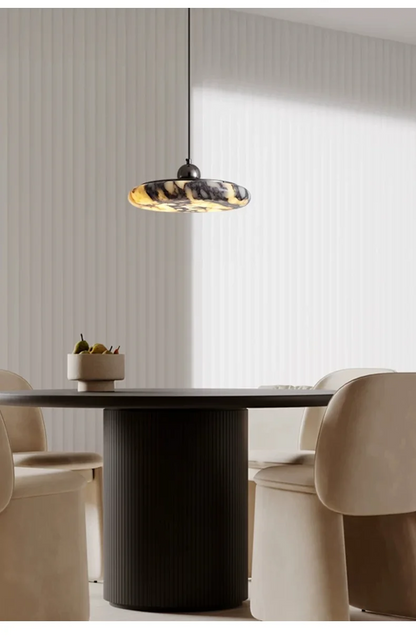 Farno Luxury Black Marble Pendant Light - Lifestyle & Artisan Detail Angle 12 | IndochinaLight