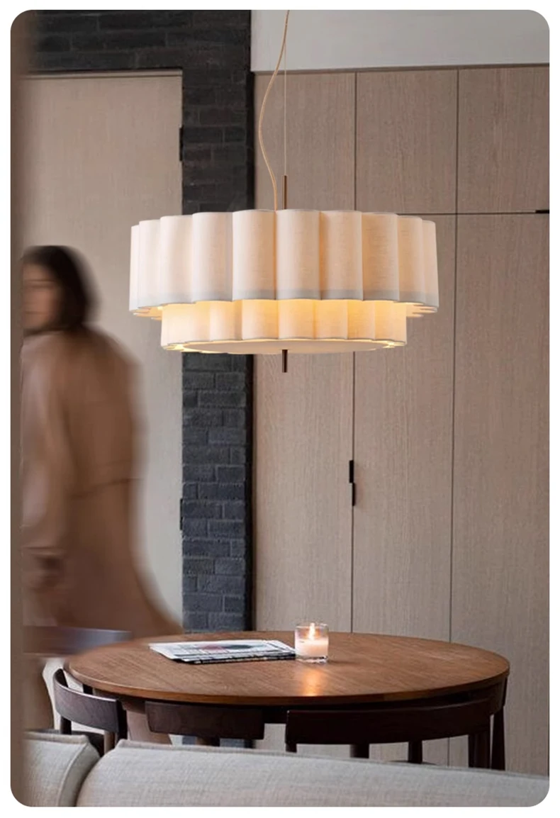 Folia Scalloped Fabric Wabi Sabi Pendant Light - Lifestyle & Artisan Detail Angle 12 | IndochinaLight