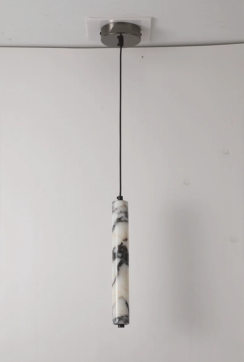 Rayvia Cylinder Alabaster Marble Pendant Light - Lifestyle & Artisan Detail Angle 8 | IndochinaLight