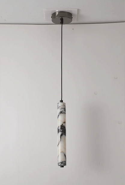 Rayvia Cylinder Alabaster Marble Pendant Light - Lifestyle & Artisan Detail Angle 8 | IndochinaLight