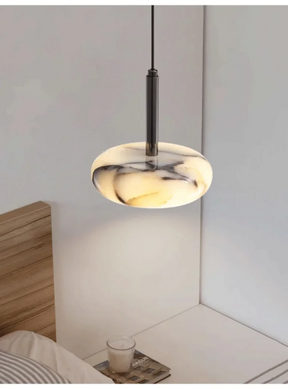 Vitrella Alabaster Luna Marble Pendant Light - Lifestyle & Artisan Detail Angle 4 | IndochinaLight