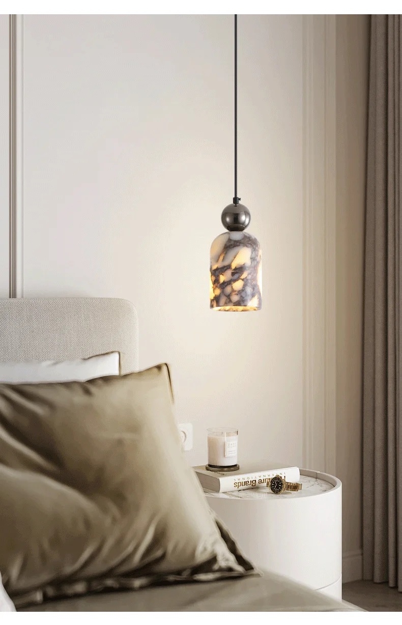 Lionel Nordic Art Bell Marble Pendant Light - Lifestyle & Artisan Detail Angle 6 | IndochinaLight