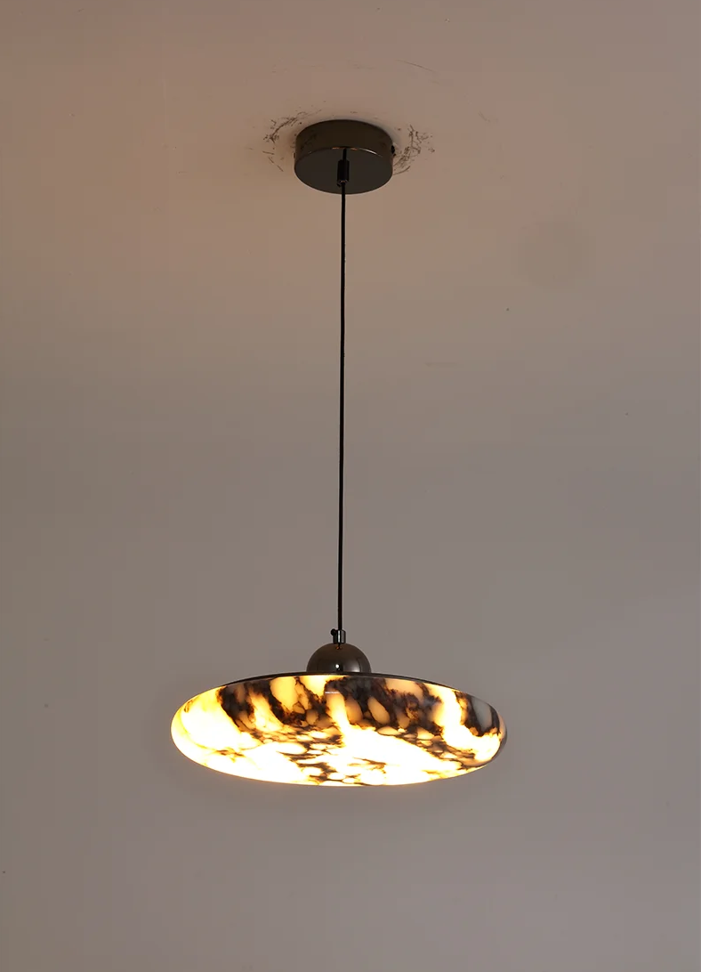 Farno Luxury Black Marble Pendant Light - Lifestyle & Artisan Detail Angle 8 | IndochinaLight