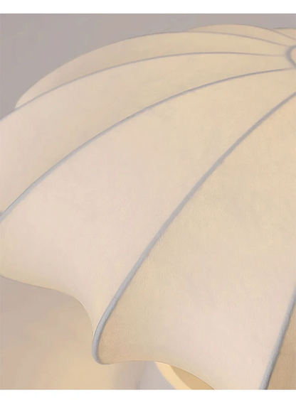 Flyrose Mid-Century White Silk Ceiling Light - Lifestyle & Artisan Detail Angle 3 | IndochinaLight