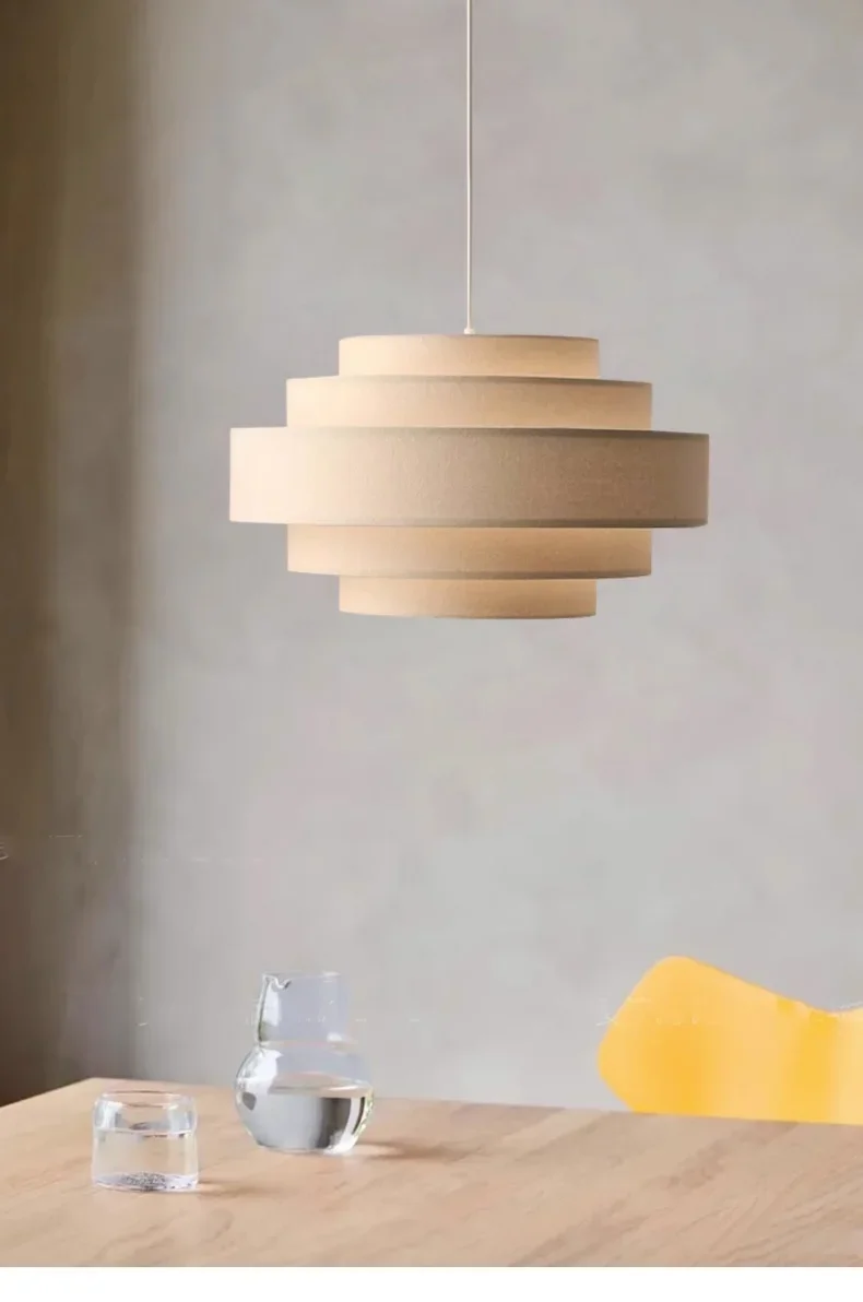 Dumora Wabi Sabi White Nordic Fabric Pendant Light - Lifestyle & Artisan Detail Angle 2 | IndochinaLight