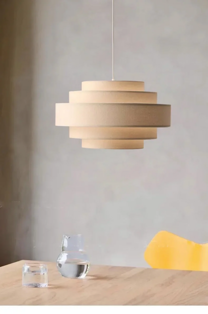 Dumora Wabi Sabi White Nordic Fabric Pendant Light - Lifestyle & Artisan Detail Angle 2 | IndochinaLight