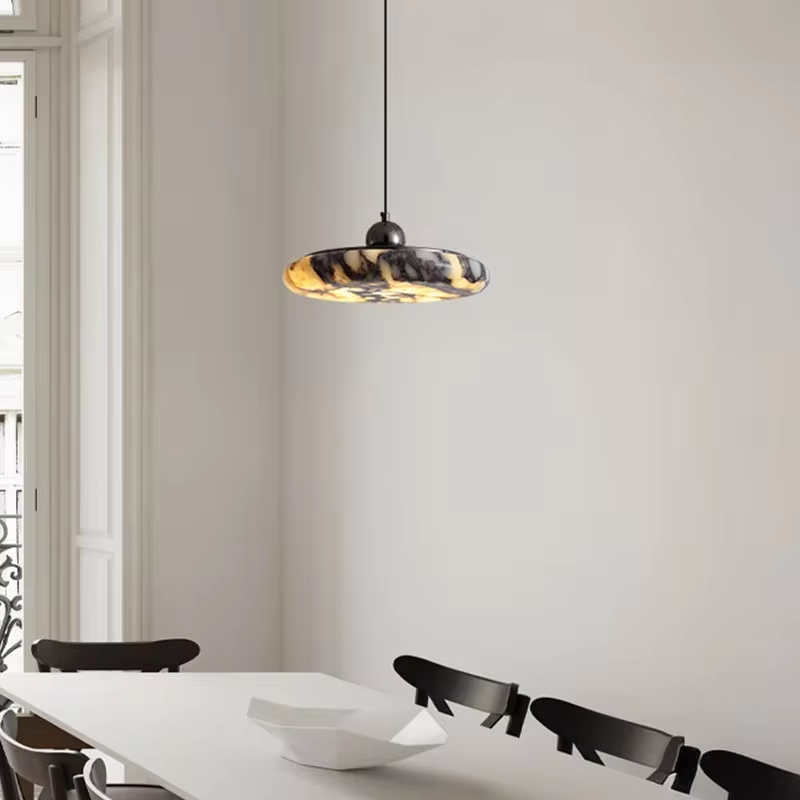 Farno Luxury Black Marble Pendant Light - Lifestyle & Artisan Detail Angle 13 | IndochinaLight