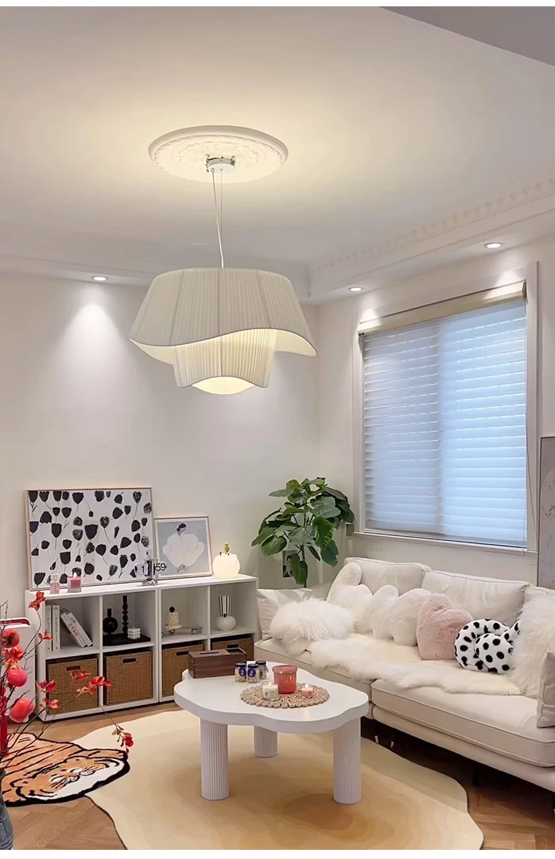 Madio White Nordic Fabric Pendant Light - Lifestyle & Artisan Detail Angle 7 | IndochinaLight