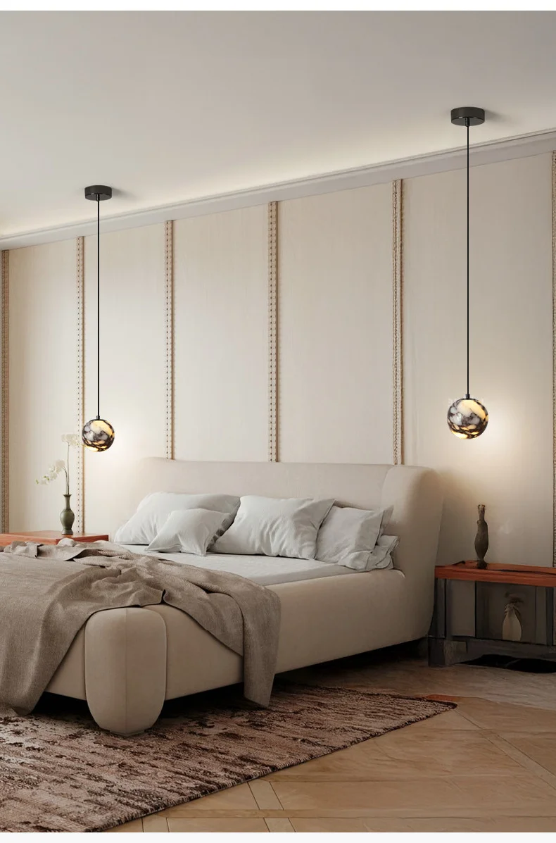 Oneta Minimalist Marble Pendant Light - Lifestyle & Artisan Detail Angle 3 | IndochinaLight