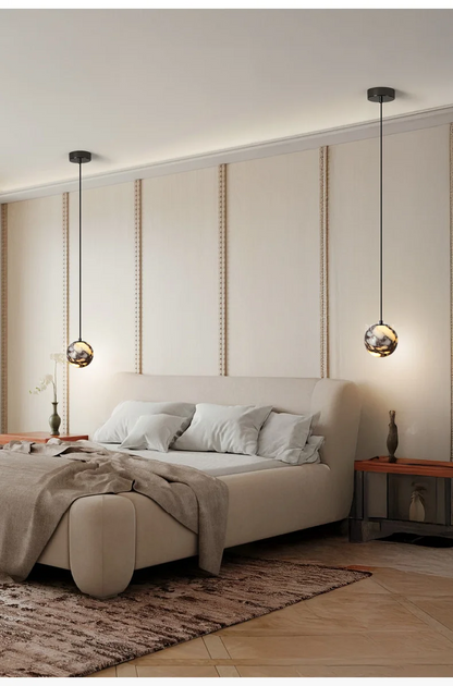 Oneta Minimalist Marble Pendant Light - Lifestyle & Artisan Detail Angle 3 | IndochinaLight