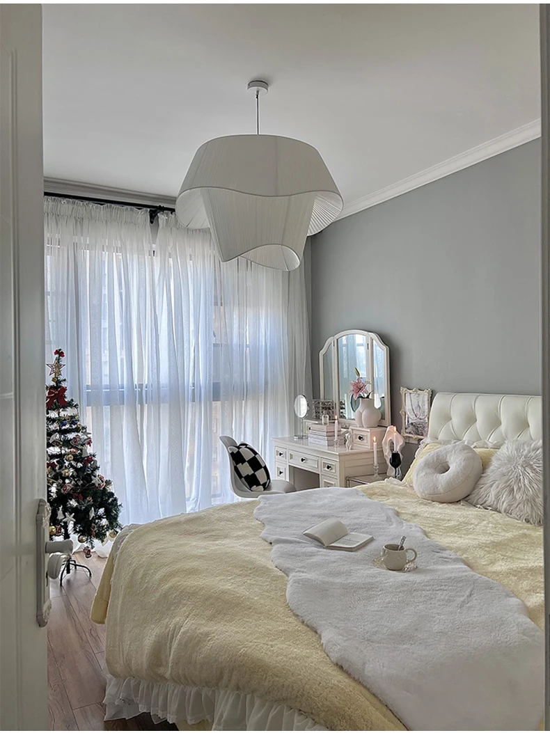 Madio White Nordic Fabric Pendant Light - Lifestyle & Artisan Detail Angle 12 | IndochinaLight
