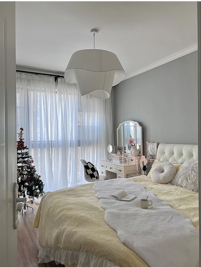Madio White Nordic Fabric Pendant Light - Lifestyle & Artisan Detail Angle 12 | IndochinaLight