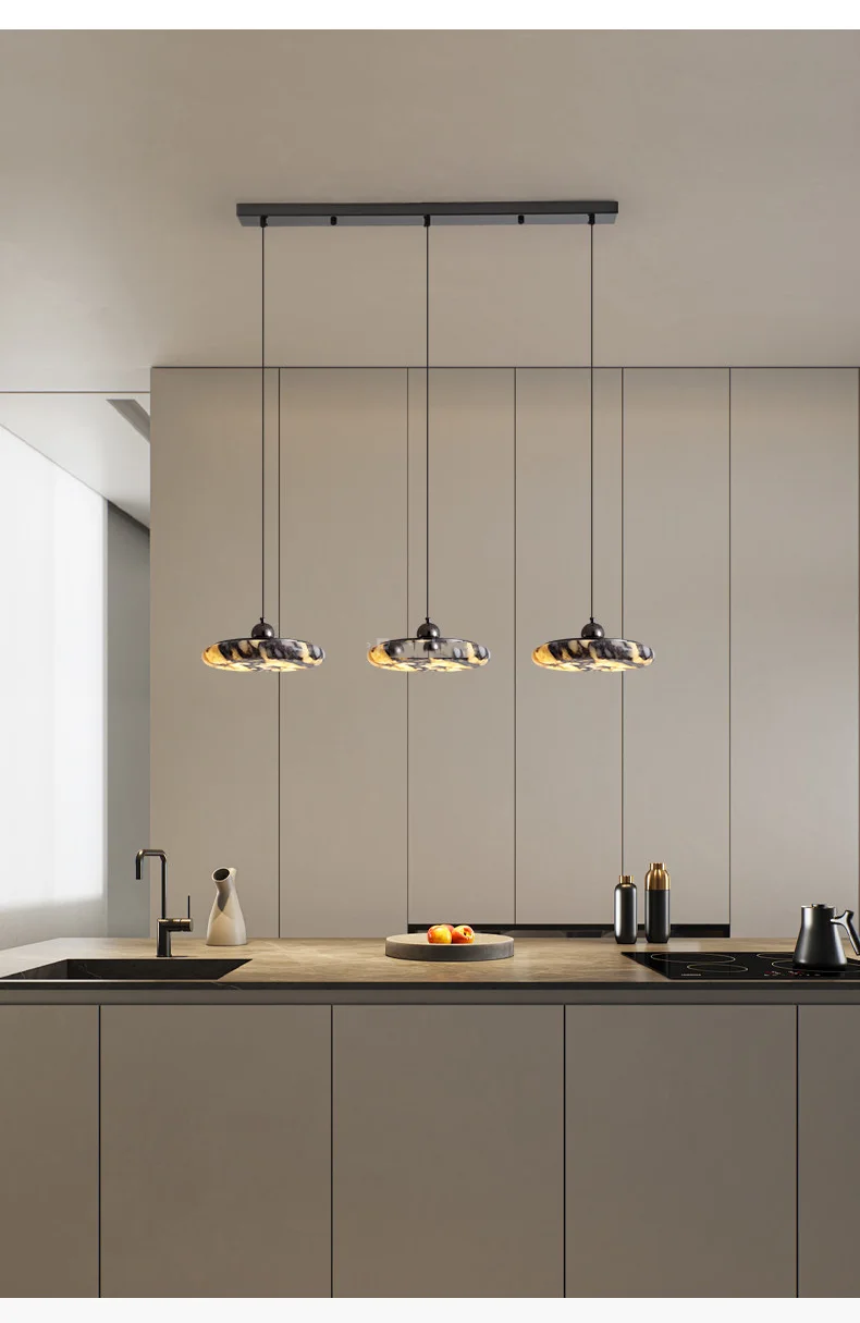 Farno Luxury Black Marble Pendant Light - Lifestyle & Artisan Detail Angle 10 | IndochinaLight