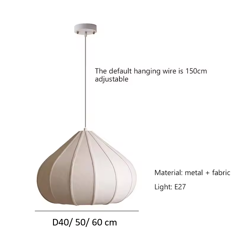 Onion Japanese Wabi Sabi Fabric Pendant Light - Lifestyle & Artisan Detail Angle 9 | IndochinaLight