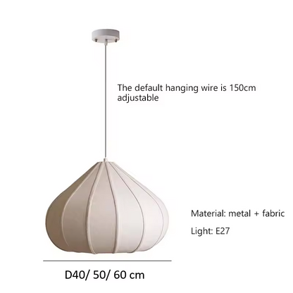 Onion Japanese Wabi Sabi Fabric Pendant Light - Lifestyle & Artisan Detail Angle 9 | IndochinaLight