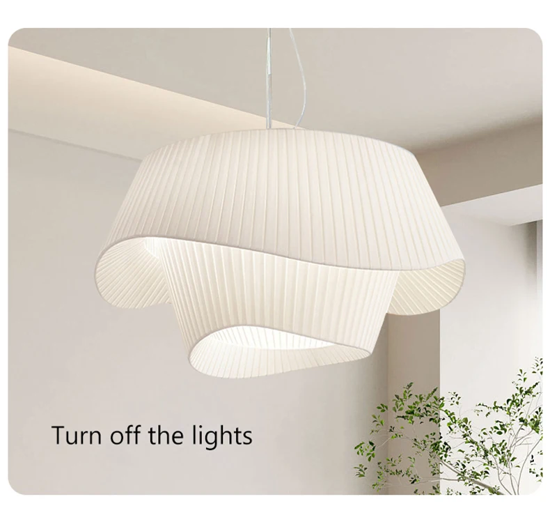 Madio White Nordic Fabric Pendant Light - Lifestyle & Artisan Detail Angle 14 | IndochinaLight