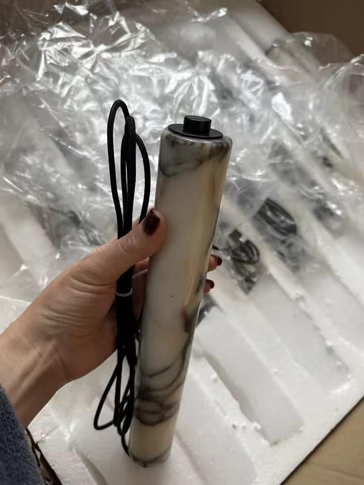 Rayvia Cylinder Alabaster Marble Pendant Light - Lifestyle & Artisan Detail Angle 15 | IndochinaLight