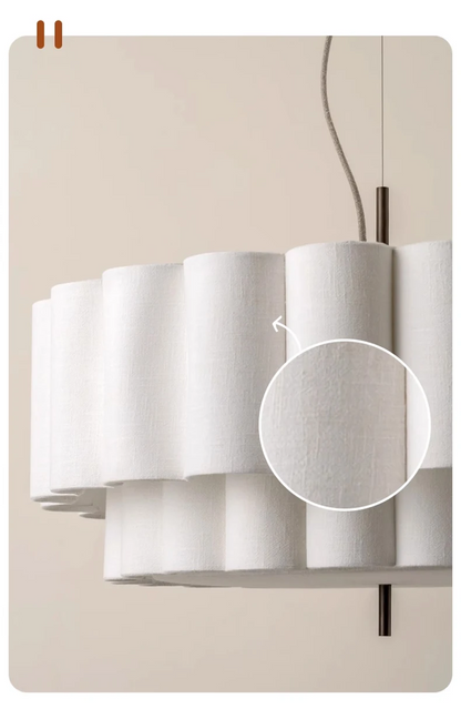 Folia Scalloped Fabric Wabi Sabi Pendant Light - Lifestyle & Artisan Detail Angle 2 | IndochinaLight