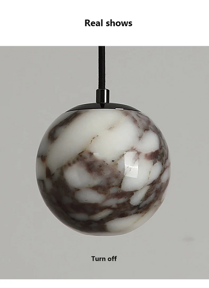 Oneta Minimalist Marble Pendant Light - Lifestyle & Artisan Detail Angle 2 | IndochinaLight