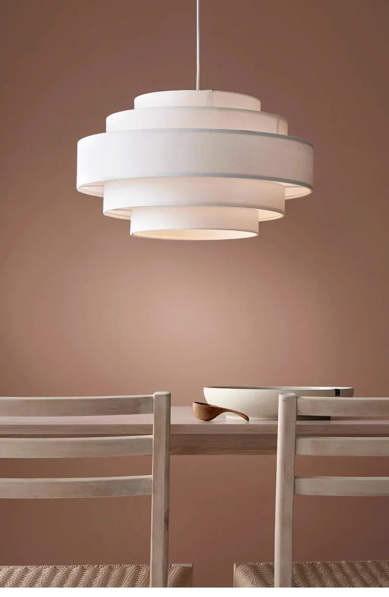 Dumora Wabi Sabi White Nordic Fabric Pendant Light - Lifestyle & Artisan Detail Angle 5 | IndochinaLight