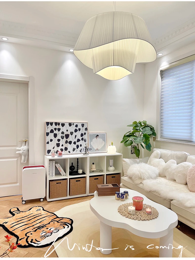 Madio White Nordic Fabric Pendant Light - Lifestyle & Artisan Detail Angle 9 | IndochinaLight