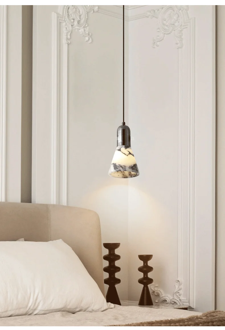 Yovira Tapered Marble Pendant Light - Lifestyle & Artisan Detail Angle 6 | IndochinaLight