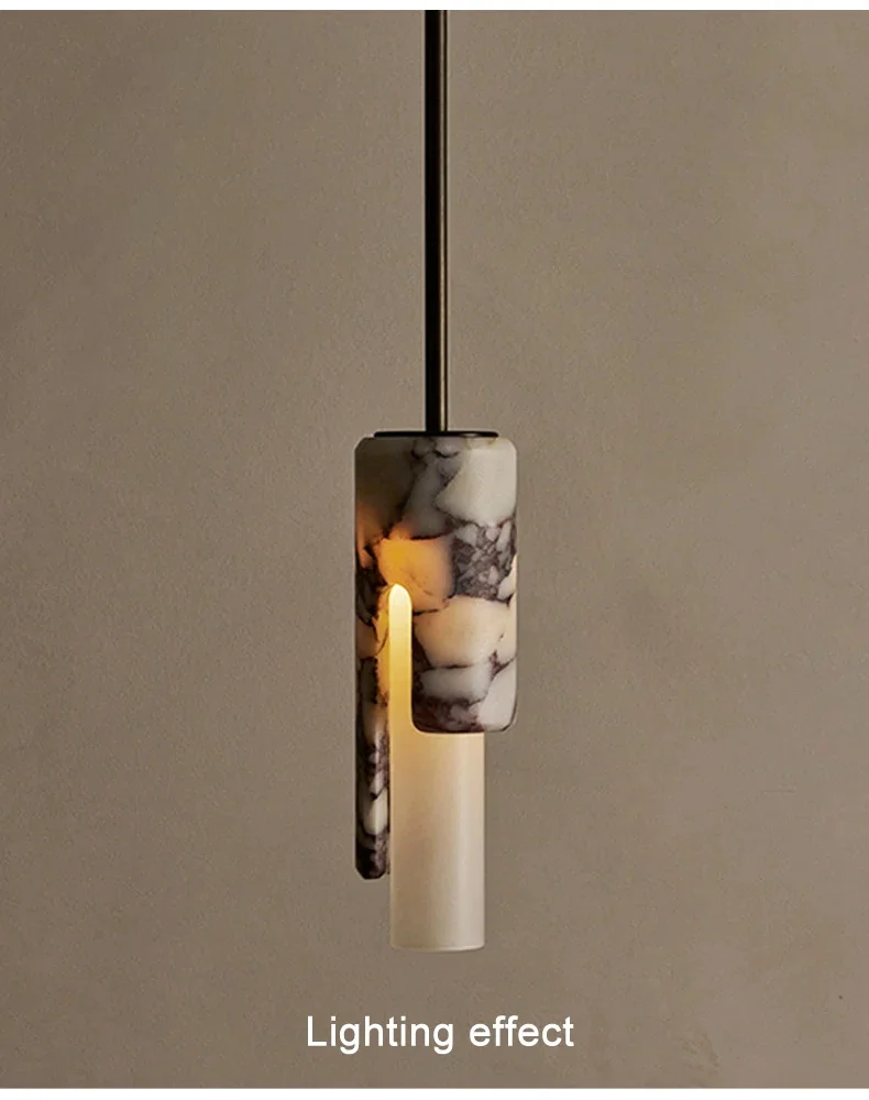 Dover Alabaster Marble Pendant Light - Lifestyle & Artisan Detail Angle 5 | IndochinaLight