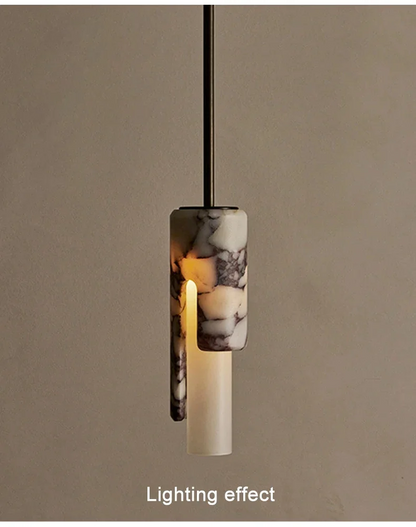 Dover Alabaster Marble Pendant Light - Lifestyle & Artisan Detail Angle 5 | IndochinaLight