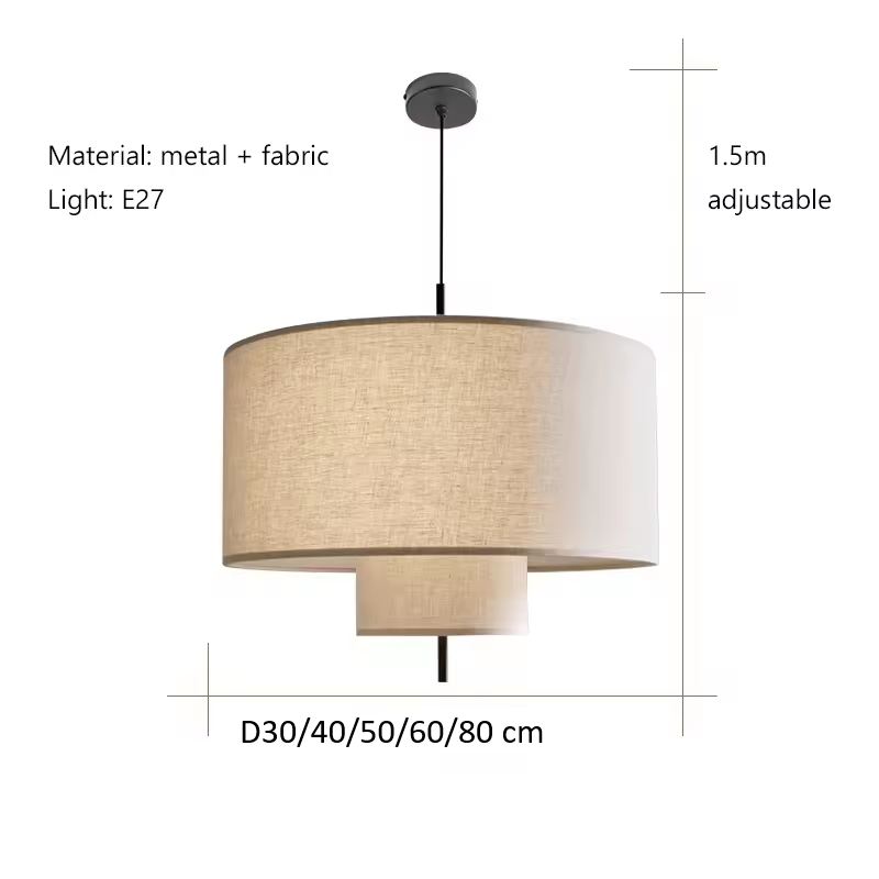 Margin Double Drum Fabric Pendant Light - Lifestyle & Artisan Detail Angle 11 | IndochinaLight