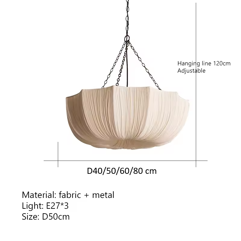 French Petal Fabric Pendant Light - Lifestyle & Artisan Detail Angle 11 | IndochinaLight