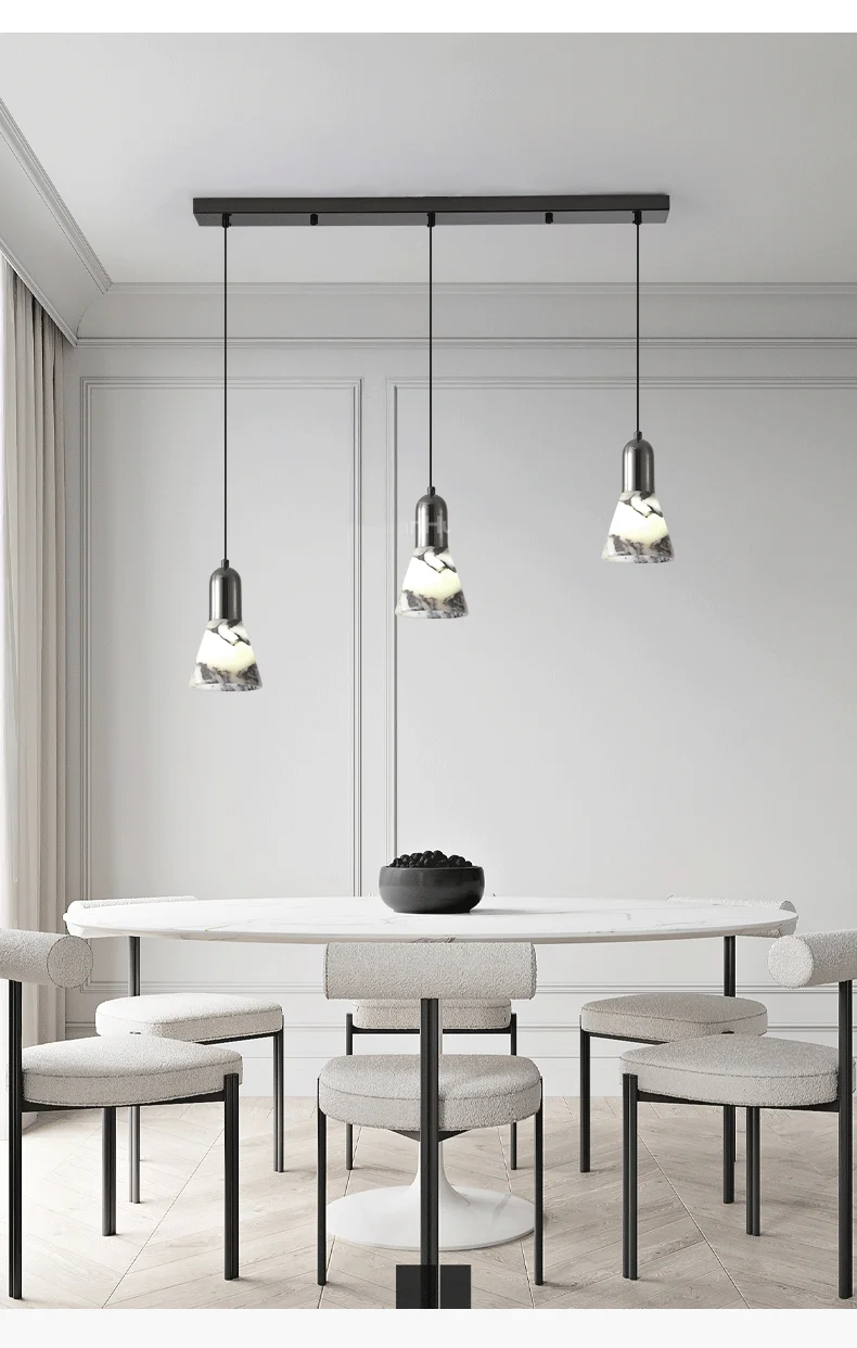 Yovira Tapered Marble Pendant Light - Lifestyle & Artisan Detail Angle 9 | IndochinaLight
