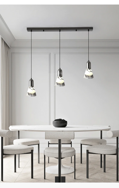 Yovira Tapered Marble Pendant Light - Lifestyle & Artisan Detail Angle 9 | IndochinaLight