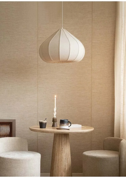 Onion Japanese Wabi Sabi Fabric Pendant Light - Lifestyle & Artisan Detail Angle 5 | IndochinaLight