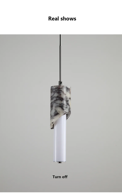 Lampatron Marble Cylinder LED Pendant Light - Lifestyle & Artisan Detail Angle 5 | IndochinaLight