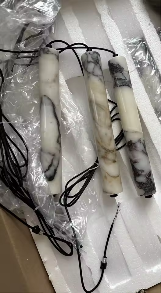 Rayvia Cylinder Alabaster Marble Pendant Light - Lifestyle & Artisan Detail Angle 16 | IndochinaLight