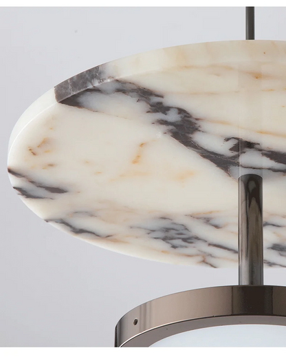 Noctra Double-Disc Marble Pendant Light - Lifestyle & Artisan Detail Angle 6 | IndochinaLight