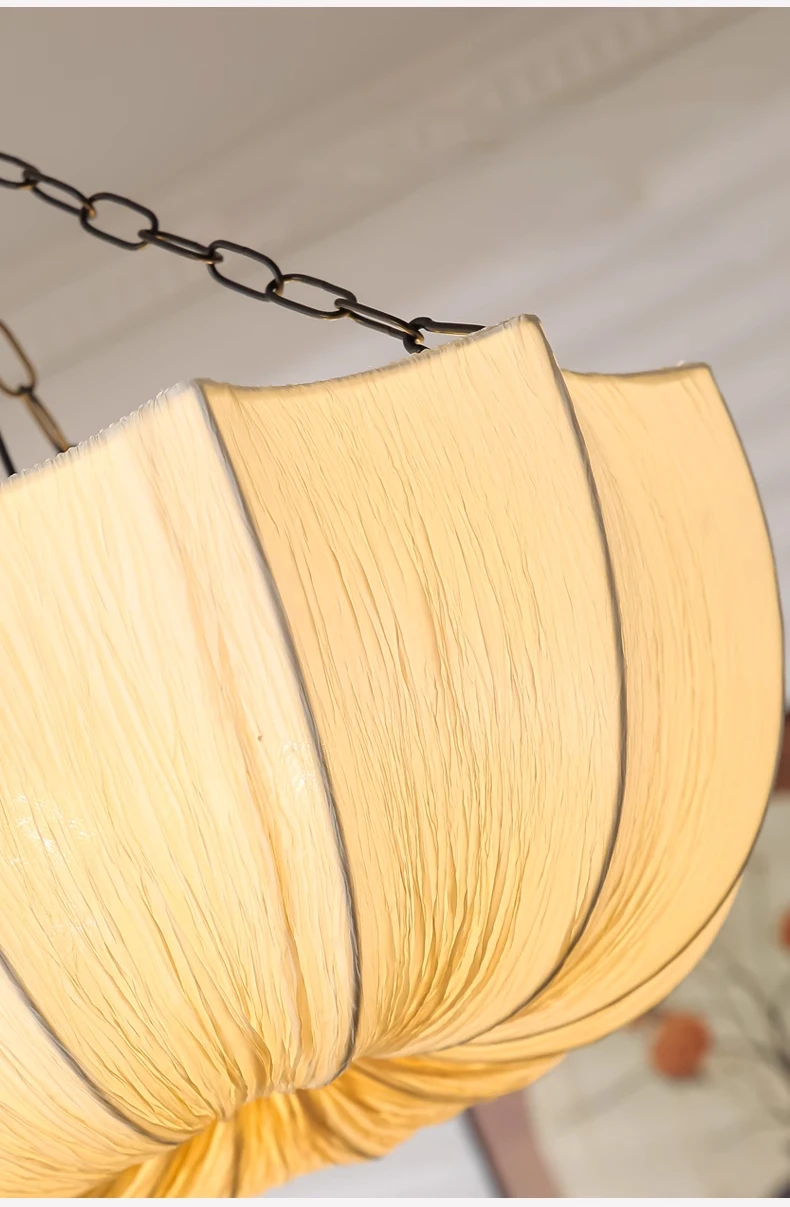 French Petal Fabric Pendant Light - Lifestyle & Artisan Detail Angle 7 | IndochinaLight