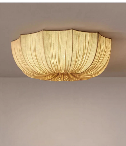 Planetarium Wabi-Sabi White Nordic Linen Flush Mount - Lifestyle & Artisan Detail Angle 6 | IndochinaLight