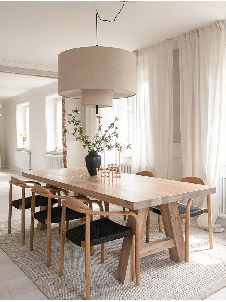 Margin Double Drum Fabric Pendant Light - Lifestyle & Artisan Detail Angle 3 | IndochinaLight