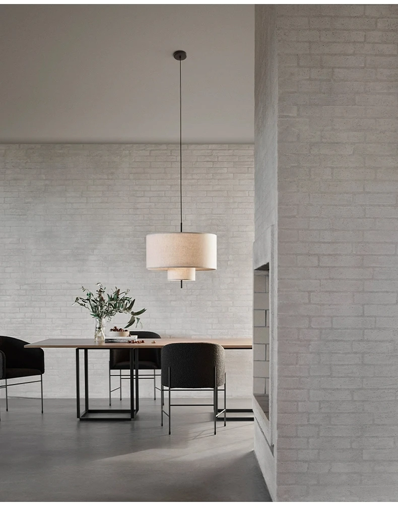 Margin Double Drum Fabric Pendant Light - Lifestyle & Artisan Detail Angle 7 | IndochinaLight