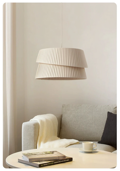 Westwing Nyla Nordic Cream Fabric Pendant Light - Lifestyle & Artisan Detail Angle 4 | IndochinaLight