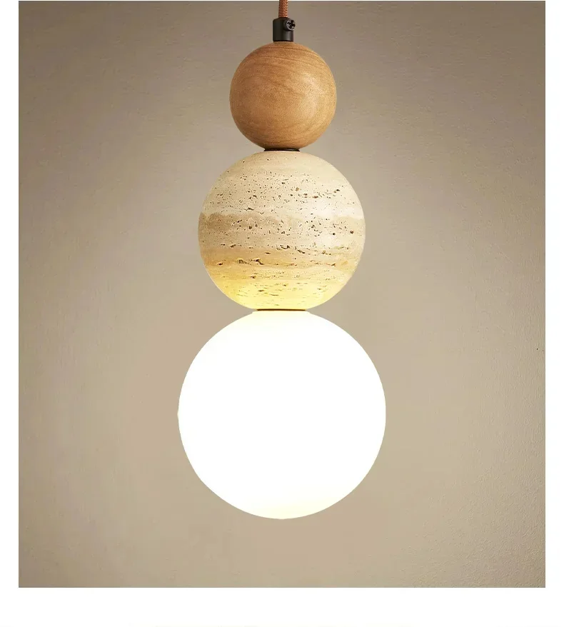 Elara Duo Wabi Sabi Three Ball Stone Pendant Light