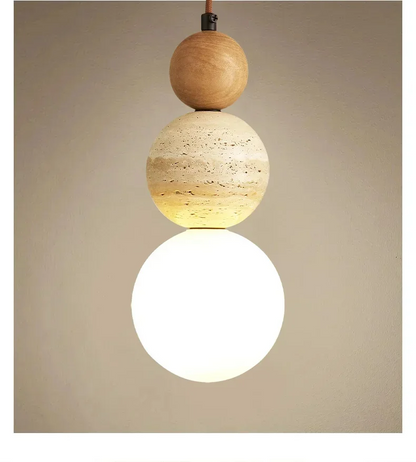 Elara Duo Wabi Sabi Three Ball Stone Pendant Light