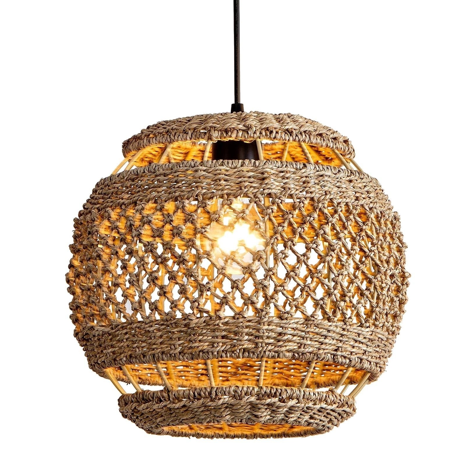 Elegant Round Wicker Pendant Light